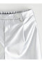 Gray Metallic Leather-Look Girls' Shorts - 2