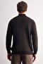 Brown Half Turtleneck Long Sleeve Pocketless Comfort Fit Cotton Knitwear Sweater 1012255212 - 5