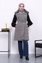 Gray Collar Fur Long Inflatable Vest with Rubber Belt - 2