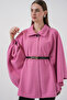 Women's Belted Melton Poncho 9170 - Pink - 3