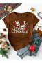 Merry Christmas Deer Print Oversize, Crew Neck, Short Sleeve T-Shirt