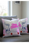 Christmas Themed Merry Christmas Neon Pink Written Deer Patterned Digital Printed 4-Piece Throw Pillow Cover - 3