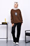 Brown Crew Neck Three Thread Sweat - 2