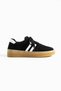 Zaina Women's Lace-Up Genuine Leather Sneaker Black Suede