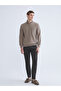 Brown Zippered Stand Collar Men's Sweatshirt - 2