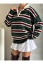 Shirt Collar Striped Oversized Knitwear Sweater - 7