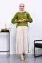 Oil Green Embroidered Buttoned Knitwear Cardigan - 2