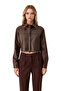 Women's Faux Leather Crop Shirt Functional Durable Quality Comfortable Aesthetic Premium Modern - 4