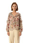 Women's Chiffon Woven Floral Patterned Ruffle Detailed Long Sleeve V-Neck Shirt Elegance and Comfort - 4