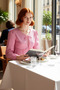 Summer Striped Tie-Up Detailed Woven Blouse a Piece Exclusive to Women's Clothing Collection Modern - 2