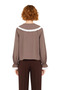 Women's Gingham Peter Pan collar Lace Detailed Raglan Sleeve Crop Shirt Casual Elegance Functional - 5