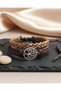 2Pcs Leather Bracelet Tree of Life Design Brown Real Leather Bracelet Men's Bracelet