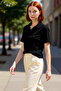 Women's Polo Neck Regular Fit Short Sleeve Wrinkle-Free Knitted Blouse All-Day Comfort and Elegance Functional