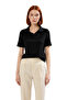 Women's Polo Neck Regular Fit Short Sleeve Wrinkle-Free Knitted Blouse All-Day Comfort and Elegance Functional - 4