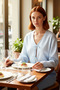 Checkered Tie-Up Women Blouse V-Neck Balloon Sleeve Detail Short Cut Woven Tops Clothing Casual Chic - 2