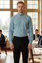 Men's Linen Look Buttoned Collar Epaulette Detailed Slim Fit Long Sleeve Summer Cotton Shirt - 2