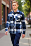 Men's Lumberjack Style Plaid Pattern Winter Jacket Shirt Double Pockets Relaxed Fit Daily Use