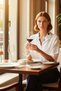 Women's Embroidered Collar and Hem Detail Casual Cut Three-Quarter Sleeve Summer Shirt Elegant - 2