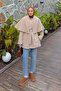 Tied Detailed Cape Coat Stone