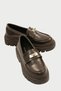 Women's Leather Loafer Thick Comfort Sole Metal Buckle Brown Vareen