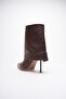 Women's Leather Heeled Boots with Zipper Brown Lunessa - 4