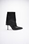 Women's Leather Heeled Boots with Zipper Black Lunessa - 2