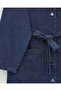 Buttoned Front Double Pocket Belted Denim Suit -Indigo - 5