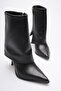 Women's Leather Heeled Boots with Zipper Black Lunessa - 3