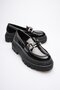 Women's Patent Leather Loafer Oxford Thick Comfort Sole Buckle Detailed Black Auren