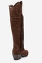 Ri̇os Brown Genuine Leather Suede Tasseled Women's Thick Heeled Boots - 5
