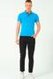 Men's Polo Collar Cotton T-Shirt Dark Turquoise T8582 - 5