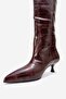 Crow Burgundy Print Pointed Toe Women's Heeled Short Boots - 4