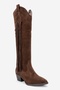 Ri̇os Brown Genuine Leather Suede Tasseled Women's Thick Heeled Boots - 3