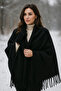 Black Tassel Scarf – Shawl and Wide Construction, Ideal for Cold Weather Sal1296 - 6