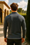 Men's Casual Zippered Smoked Long Sleeve Polo Neck Knitwear - 6