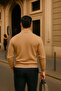 Men's Zippered Camel Long Sleeve Polo Neck Knitwear Sweater - 6