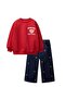 Girls' Cotton Red Bear Printed Sweatshirt and Embroidered Jeans Set – Comfortable Casual Style - 2