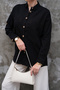 Wooden Buttoned Folding Sleeve Double Pocket 75% Cotton 25% Linen Shirt - 3