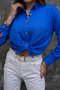 Wooden Buttoned Folding Sleeve Double Pocket 75% Cotton 25% Linen Shirt - 6