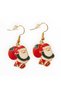 Red Santa Claus Figured Earrings, Gold Enamel Christmas Jewelry, Handmade with Love Kraft Card Gift - 4