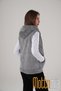 Light Gray Hooded Welsoft Zippered Women's Plush Vest with Pockets Warm Furry Winter Coat Look - 7