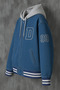 Men's Oversized Hooded Blue Denim College Coat - 3