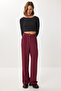 Pleated Woven Palazzo Pants Ldw0010 Bordo - 3