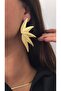 Special series serrated plate half flower earrings - 2