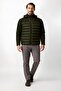 Khaki Standard Fit Hooded Quilted Body Zippered Hybrid Men's Coat - 2