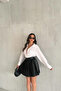 Women's Soft Leather Side Zipper Pleated Skirt - 2