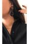 Wooden model black hoop dangle earrings - 2