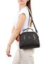 Women's Fabric Long-Strap Hand and Shoulder Bag – Black Navy - 2