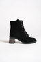 Diana lace-up zippered orthopedic sole heeled suede women's boot sst - black - 6