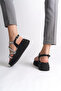 Riley Thin Buckle Stone Stripe Orthopedic Sole Women's Sandals Cst - Black - 3